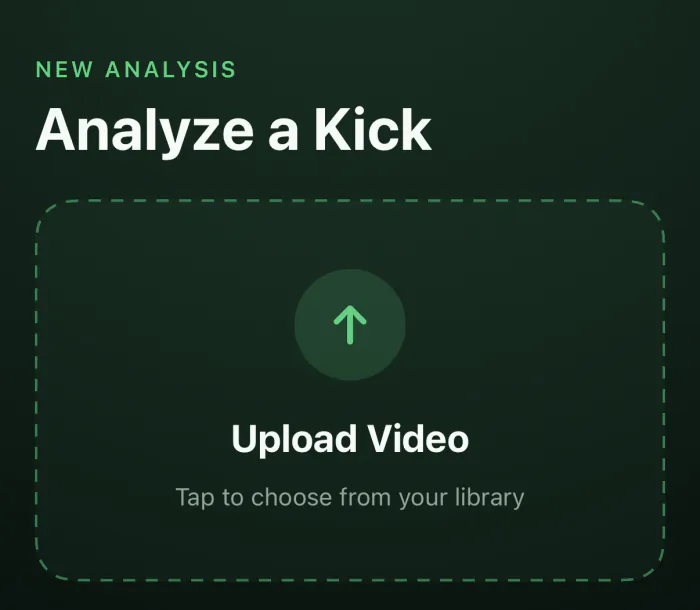 Analyze a Kick screen with the Upload Video button